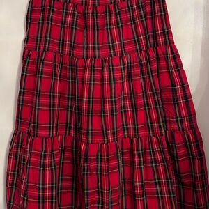 J. Crew Red Plaid A-Line Skirt